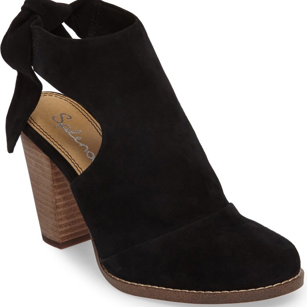 Splendid New Clog Ankle Tie Bootie Mule  Suede Leather BLACK Women's 10 HP! - Picture 4 of 8